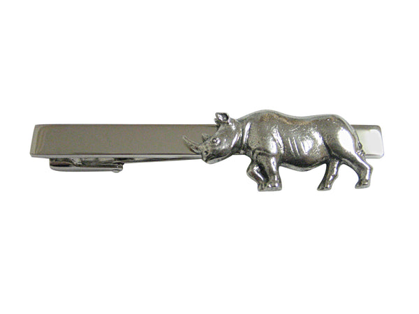 Silver Toned Textured Rhino Square Tie Clip