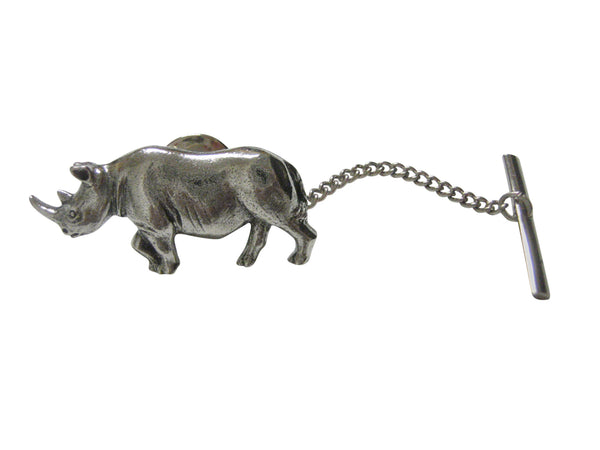 Silver Toned Textured Rhino Tie Tack