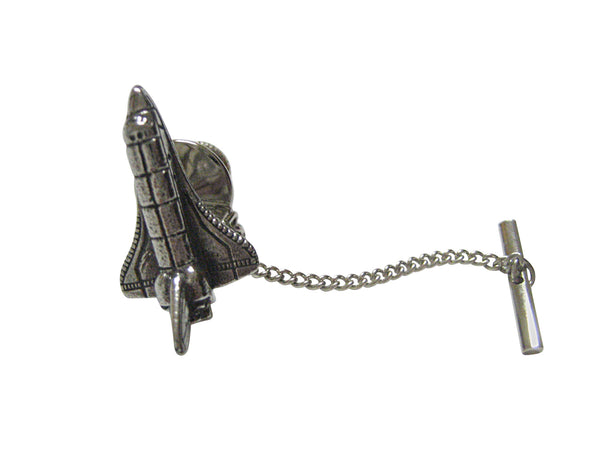 Silver Toned Textured Rocket Space Ship Tie Tack
