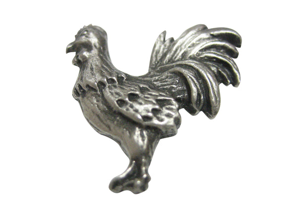 Silver Toned Textured Rooster Chicken Bird Pendant Magnet