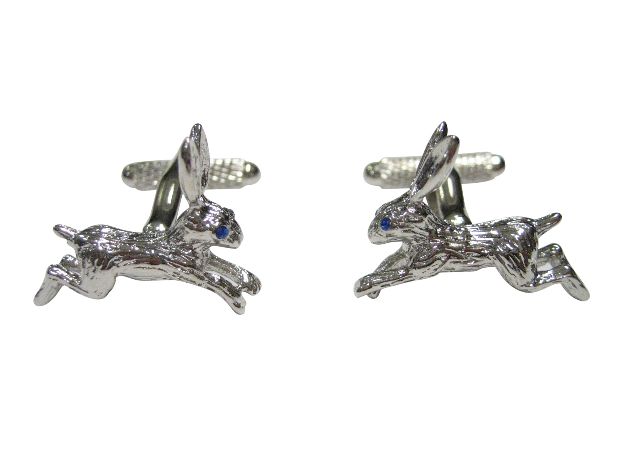 Silver Toned Textured Running Rabbit Cufflinks
