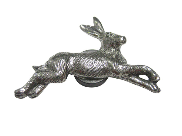 Silver Toned Textured Running Rabbit Hare Magnet