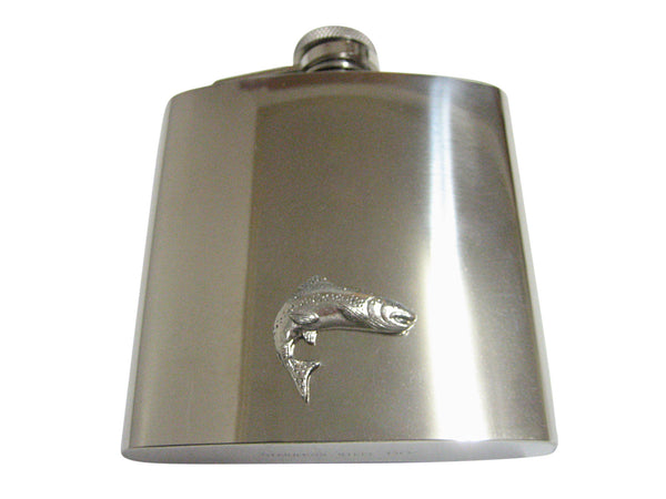 Silver Toned Textured Salmon Fish 6 Oz. Stainless Steel Flask