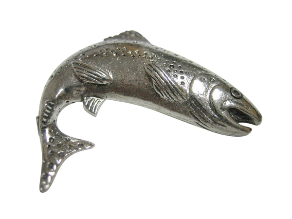 Silver Toned Textured Salmon Trout Fish Pendant Magnet