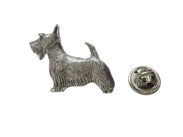 Silver Toned Textured Scottish Terrier Dog Lapel Pin