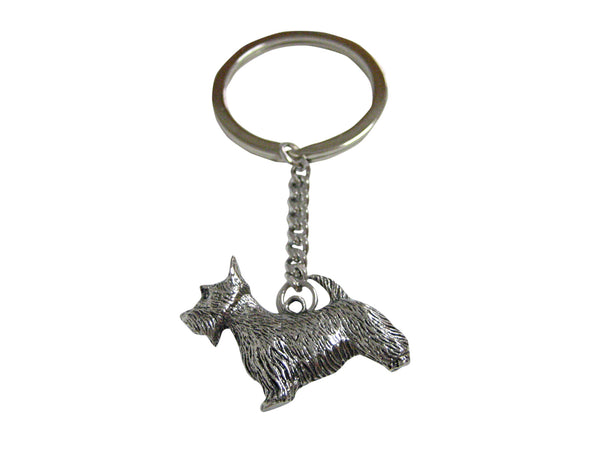Silver Toned Textured Scottish Terrier Dog Pendant Keychain