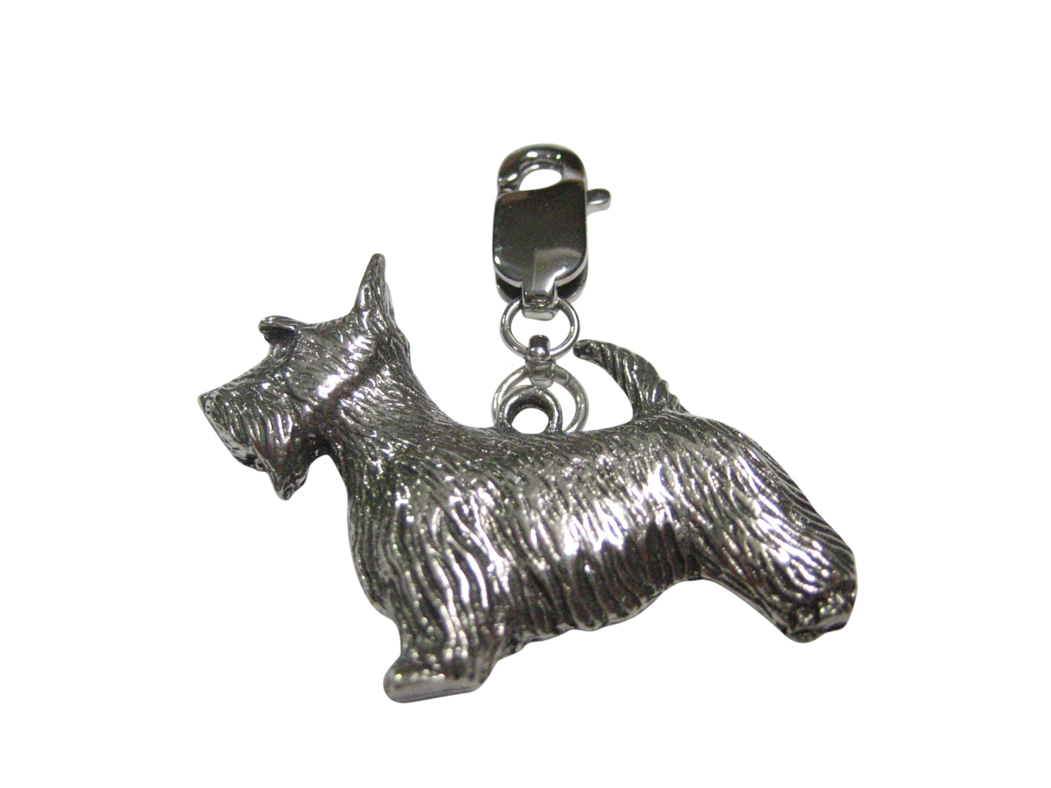 Silver Toned Textured Scottish Terrier Dog Pendant Zipper Pull Charm