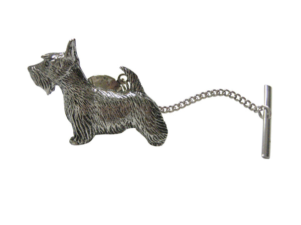 Silver Toned Textured Scottish Terrier Dog Tie Tack