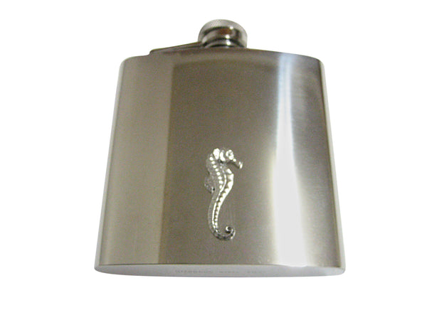 Silver Toned Textured Sea Horse 6 Oz. Stainless Steel Flask