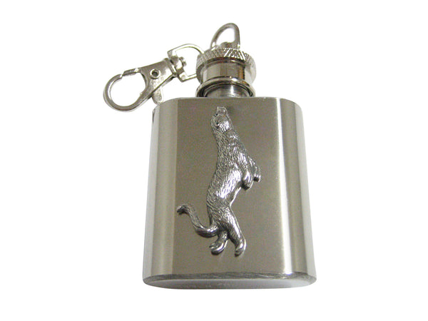 Silver Toned Textured Sea Lion 1 Oz. Stainless Steel Key Chain Flask