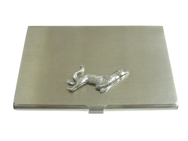 Silver Toned Textured Sea Lion Business Card Holder