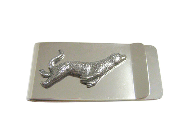 Silver Toned Textured Sea Lion Money Clip