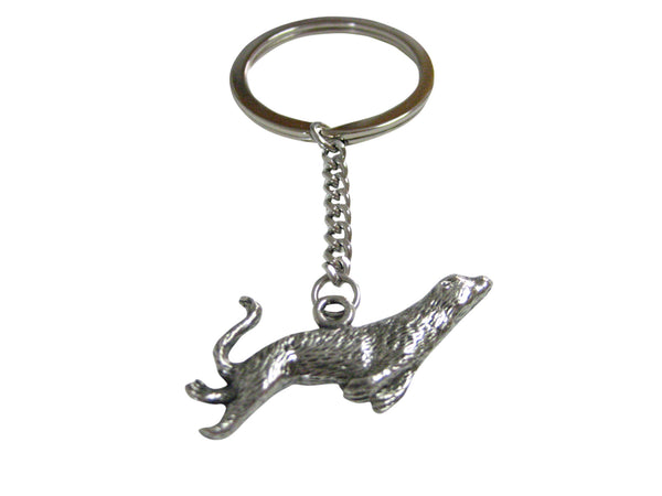 Silver Toned Textured Sea Lion Pendant Keychain