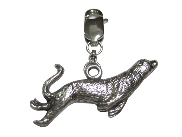 Silver Toned Textured Sea Lion Pendant Zipper Pull Charm
