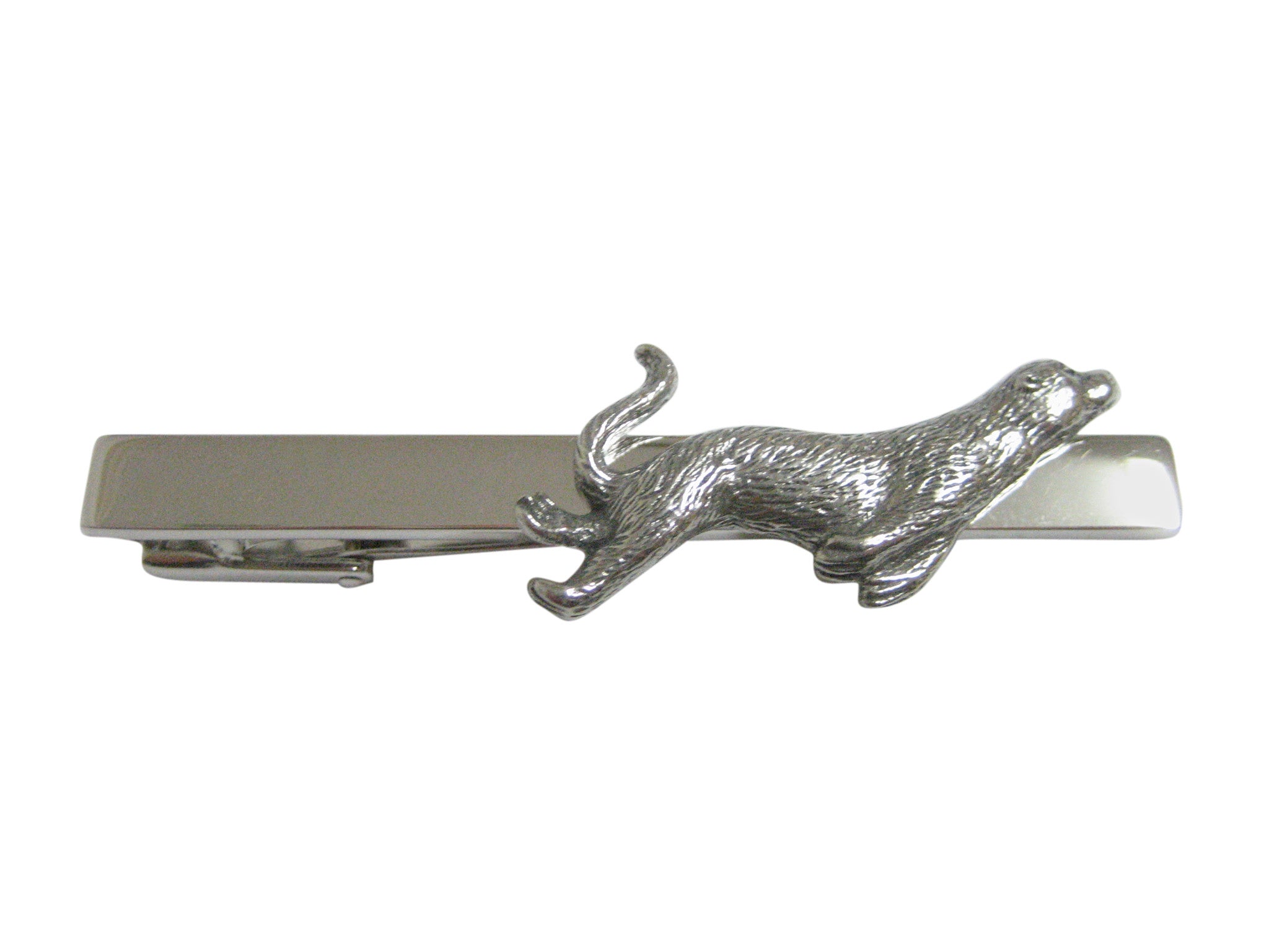 Silver Toned Textured Sea Lion Square Tie Clip