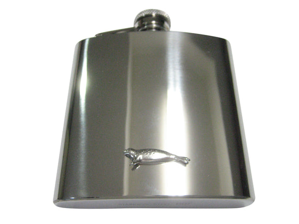 Silver Toned Textured Seal 6oz Flask