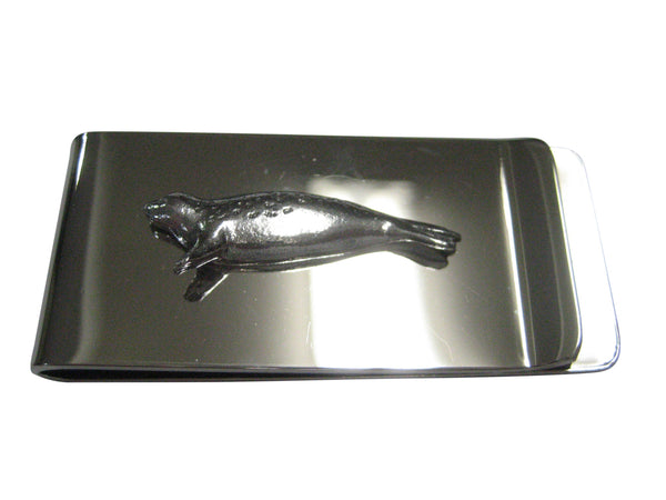 Silver Toned Textured Seal Money Clip