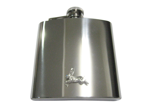 Silver Toned Textured Shiny Rabbit Hare 6oz Flask