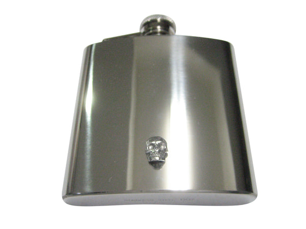 Silver Toned Textured Skull 6oz Flask