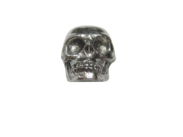Silver Toned Textured Skull Magnet