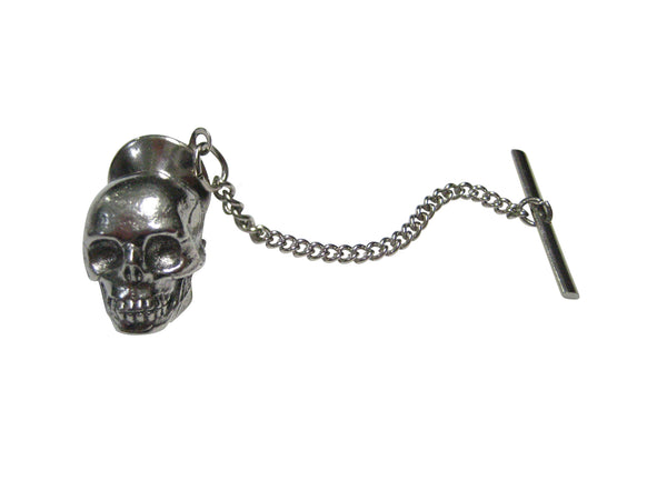 Silver Toned Textured Skull Tie Tack