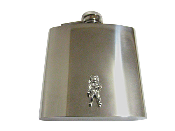 Silver Toned Textured Space Astronaut 6 Oz. Stainless Steel Flask