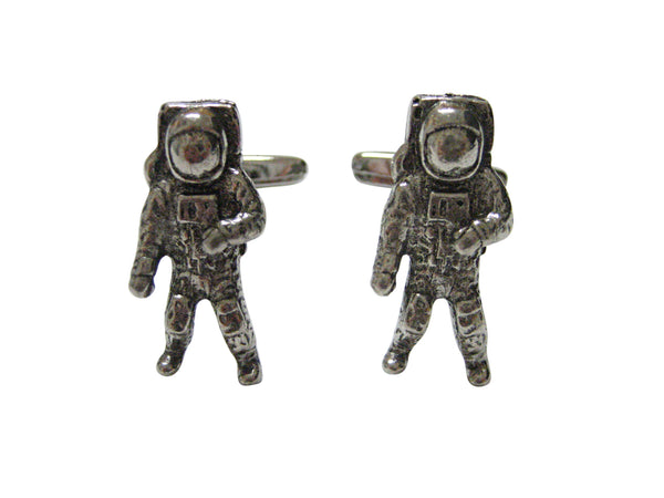 Silver Toned Textured Space Astronaut Cufflinks