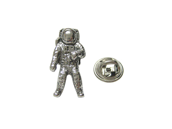 Silver Toned Textured Space Astronaut Lapel Pin