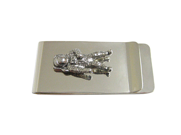 Silver Toned Textured Space Astronaut Money Clip