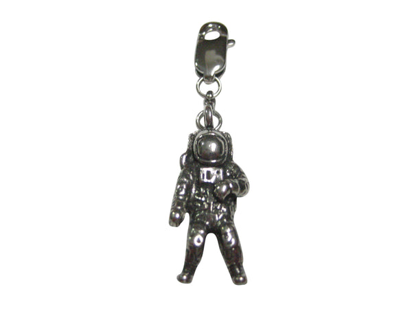 Silver Toned Textured Space Astronaut Pendant Zipper Pull Charm