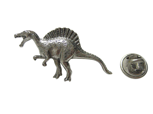 Silver Toned Textured Spinosaurus Dinosaur Lapel Pin