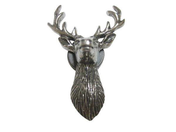 Silver Toned Textured Stag Deer Head Magnet