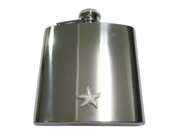 Silver Toned Textured Starfish 6oz Flask