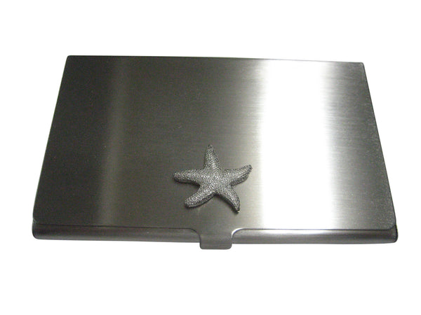 Silver Toned Textured Starfish Business Card Holder