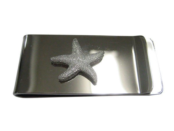 Silver Toned Textured Starfish Money Clip