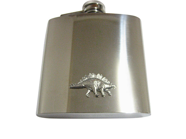 Silver Toned Textured Stegosaurus Dinosaur 6 Oz. Stainless Steel Flask