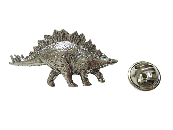 Silver Toned Textured Stegosaurus Dinosaur Lapel Pin