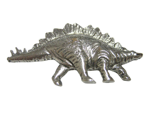 Silver Toned Textured Stegosaurus Dinosaur Magnet