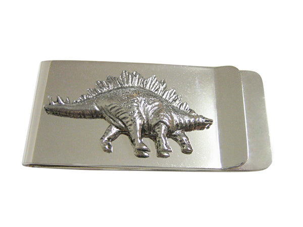 Silver Toned Textured Stegosaurus Dinosaur Money Clip