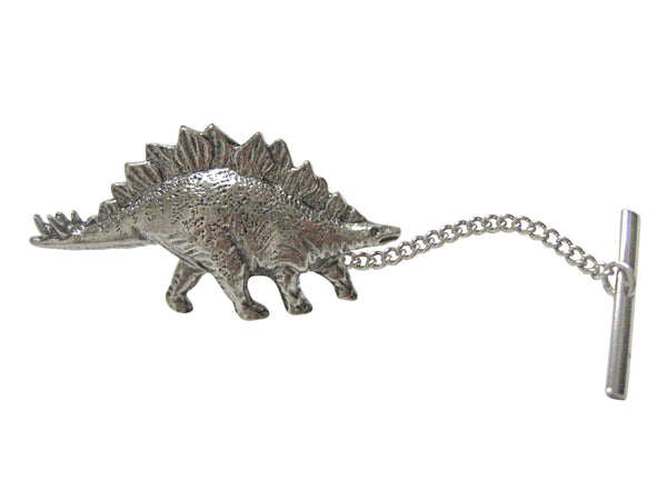 Silver Toned Textured Stegosaurus Dinosaur Tie Tack