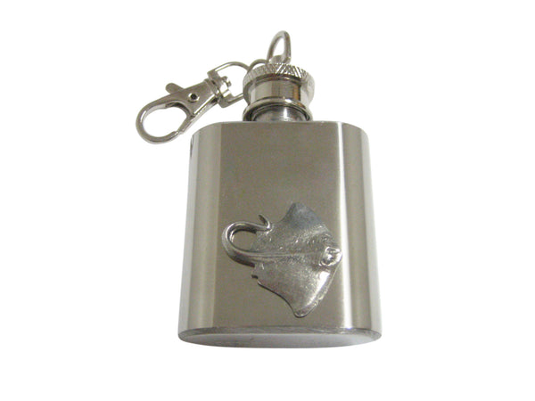 Silver Toned Textured Sting Ray 1 Oz. Stainless Steel Key Chain Flask