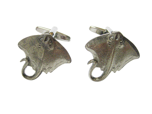 Silver Toned Textured Sting Ray Cufflinks