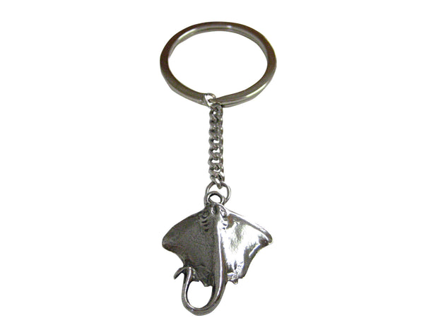 Silver Toned Textured Sting Ray Keychain