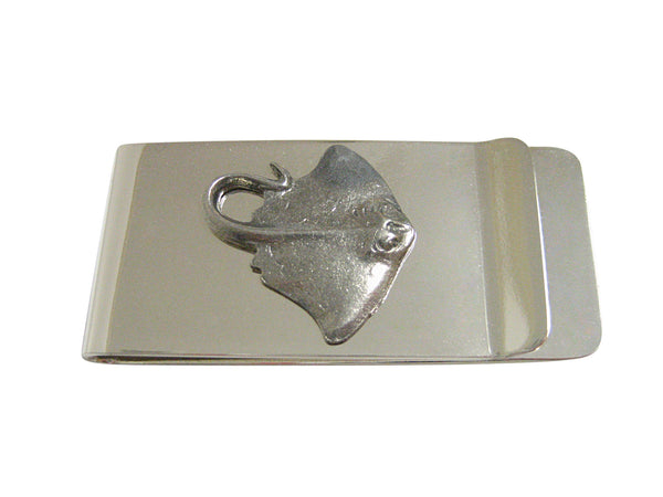 Silver Toned Textured Sting Ray Money Clip