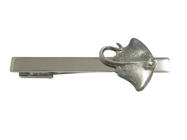 Silver Toned Textured Sting Ray Square Tie Clip