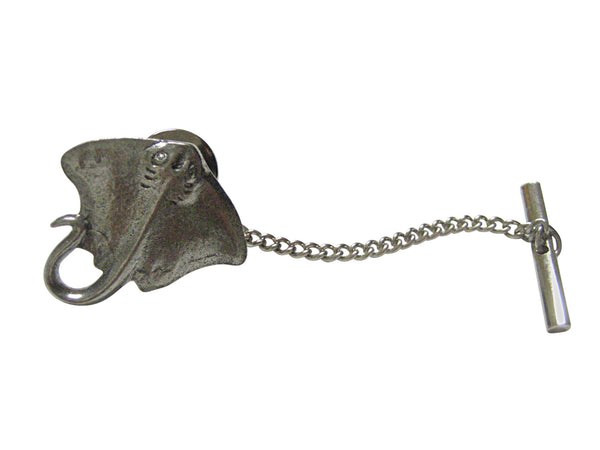 Silver Toned Textured Sting Ray Tie Tack