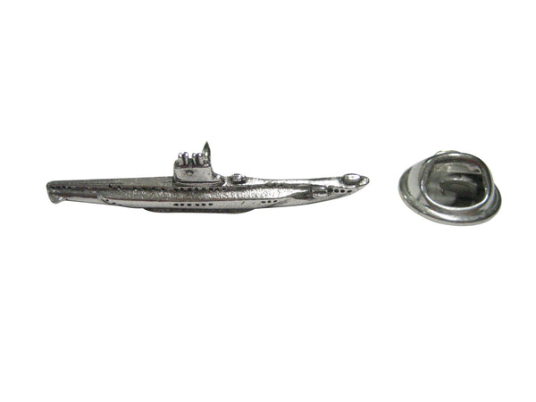 Silver Toned Textured Submarine Lapel Pin