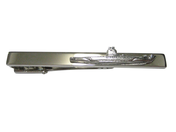 Silver Toned Textured Submarine Tie Clip