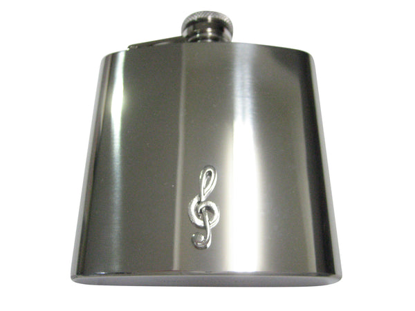 Silver Toned Textured Treble Musical Note 6oz Flask