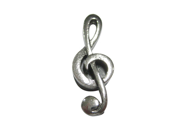 Silver Toned Textured Treble Musical Note Magnet